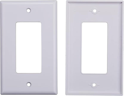 1 Port Keystone Wall Plate, Single Gang White Jack Insert for Ethernet, Coax, HDMI – Standard Size WallPlate Cover for Home & Office (10 Pack)