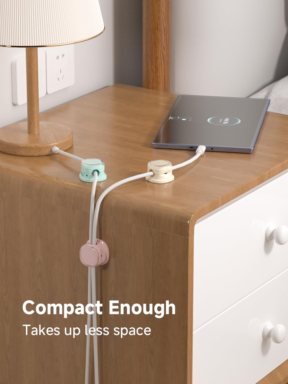 Magnetic Cable Clips, Adjustable Cord Holder Management, Adhesive Wire Keeper Organizer for Home Office Desk Phone PC Car Wall Desktop Nightstand Appliance (9-PCS White_Purple_Cyan_Apricot)