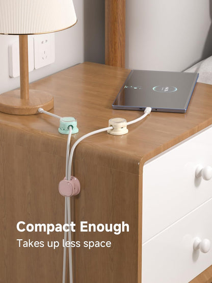 Magnetic Cable Clips, Adjustable Cord Holder Management, Adhesive Wire Keeper Organizer for Home Office Desk Phone PC Car Wall Desktop Nightstand Appliance (9-PCS White_Purple_Cyan_Apricot)