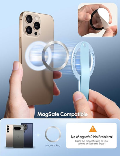 Phone Grip for iPhone - Magnetic Phone Ring Holder Detachable for iPhone 16 - Comfortable Finger Phone Loop Grip for Apple 16/15/14/13/12,Blue