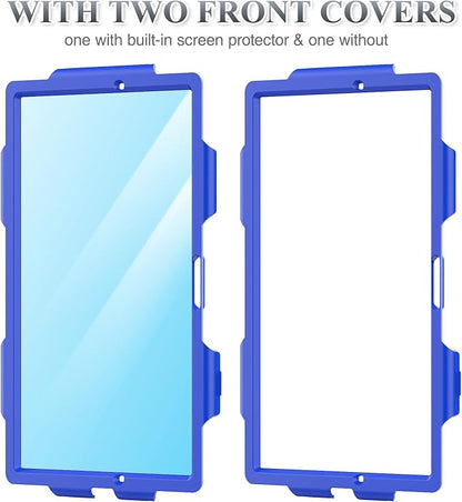 SEYMAC stock Case for Samsung Galaxy Tab A8 10.5'', Full-Body Drop Protection Case with Screen Protector Pencil Holder [360° Rotating Hand Strap] &Stand, Blue+Black