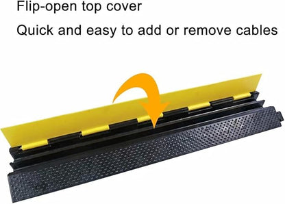 YONSHENG Rubber Cable Ramp Cord Cover Cable Protector Ramps Wire Hose Protective 2 Channel 22000Lbs Load Capacity Traffic Speed Bump for Asphalt Concrete Gravel Driveway Indoor Outdoor, 5 Pack