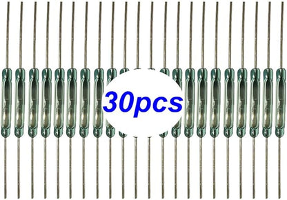 30pcs Reed Switch, Normally Open (N/O) Magnetic Induction Switch, Miniature Reed Contact (2mm x 14mm)