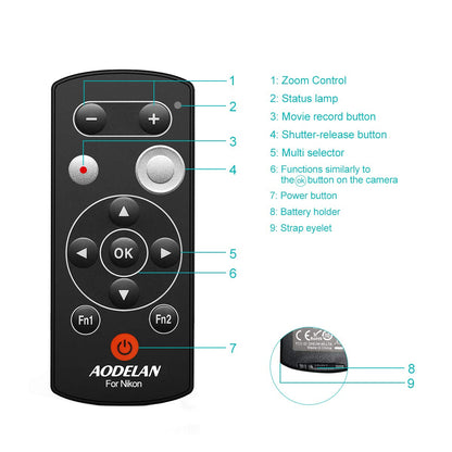 AODELAN Camera Wireless Shutter Release Remote Control for Nikon COOLPIX P1000 P950 B600 A1000 Z50 Z30 Z fc, Replaces Nikon ML-L7