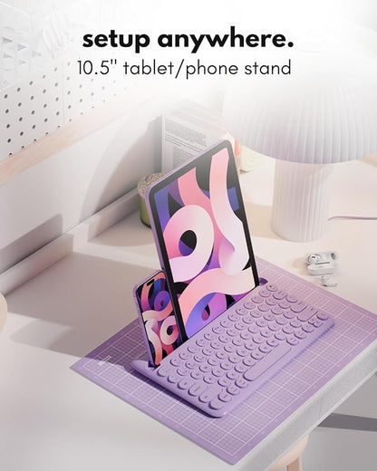 Macally Small Wireless Bluetooth Keyboard for iPad mini/Air/Pro, iPhone, Tablet, and Phone - 78 Key iPad Keyboard with Built-in Stand - Universal Compatible Multi Device - Purple