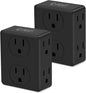 Multi Plug Outlet Splitter, Unidapt Multiple Outlets Extender Adapter with 6 AC Sockets, Side Splitter Box, Wall Power Plug Expander for Home Hotel Office Dorm Essentials, 2-Pack (Black)