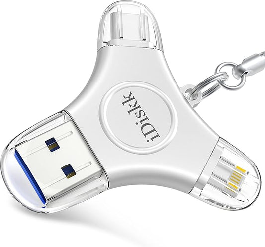App-le Certified iDiskk 128GB Phone flashdrive iPhone 15 16 Photo Stick USB C iPad Pro Android Samsung for iPhone 15/14/14 PRO/13/13 PRO/12 pro/12 Mini/XR/X, iPhone USB Storage for PC,MacBook