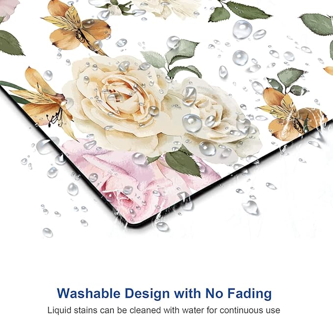 Mouse Pad, Vintage Roses Flower Floral Mouse Pad Rectangle Custom Designs, Waterproof Anti-Slip Rubber Mousepad Office Accessories Desk Decor Wireless Mouse Pads for Computers Laptop