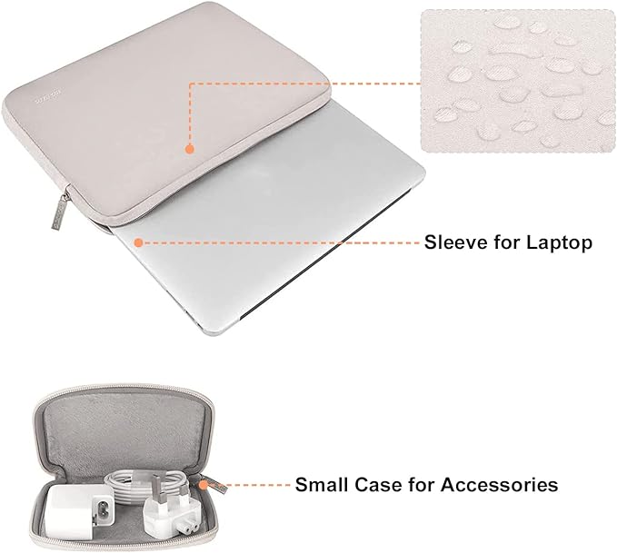 MOSISO Laptop Case 13.3 inch, 13-13.3 inch Laptop Sleeve Bag Compatible with MacBook Air/Pro 13 / Pro 14, HP Dell ASUS Lenovo Notebook, Neoprene Computer Sleeve Bag with Small Case, Rock Gray