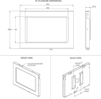 TABcare Locking Anti-Theft Metal Case for Samsung Galaxy TAB A 10.1 2019 Tablet for Kiosk, POS, Store, Show Display, Time Clock (TAB A 10.1 2019 SM-T510, White)