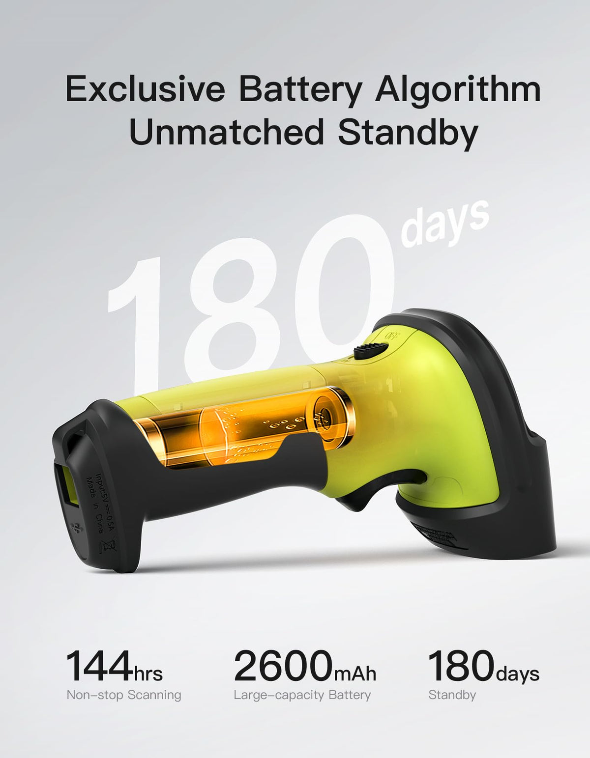 Inateck 2D Barcode Scanner, Wireless Bluetooth QR Reader, 2600mAh Battery, AI APP & SDK