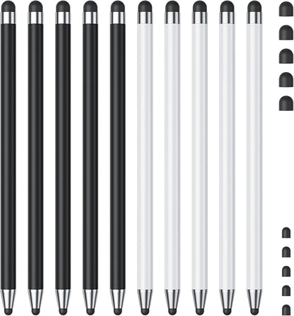Stylus (10Pcs), Stylus Pen for Touchscreen, High Precision and Sensitivity Stylus Pen for iPad/iPhone/Samsung/Android Smartphone and Tablets, Compatible with All Capacitive Touch Screen (Black/White)
