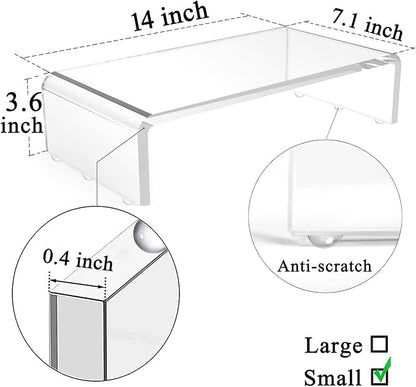 Clear Monitor Stand Riser, Computer Monitor Stand/Acrylic Monitor Riser for Home Office Laptop, PC Desk Stand for Keyboard Storage & Multi-Media Laptop Printer TV Screen (14"/7.1"/3.6")