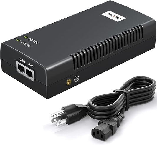 PROCET Gigabit PoE Iniector 90W PoE++ Power Injector with 6KV Surge Protector for HD PTZ AI Camera, CCTV Camera, Gate Hub, Wireless AP, Base Station, PoS System