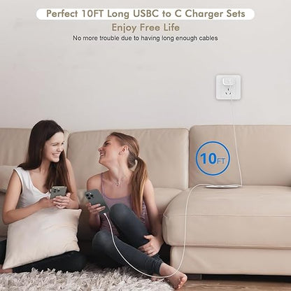 iPhone 16 15 Charger Fast Charging, 2Pack 10FT Extra Long USB-C to C Cable Cord with 20W Apple iPad USB C Fast Charger USB C Wall Charger Block for iPhone 16/16 Plus/16 Pro/16 ProMax/15/15 ProMax/iPad