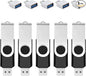 5 Pack 128GB USB Flash Drive with Type C Adapter and Storage Box USB 2.0 High Speed Metal Pen Drive 360° Rotatable Storage Memory Stick for Phone/Pad/PC/Laptop/Android - Black(5-Pack 128GB)