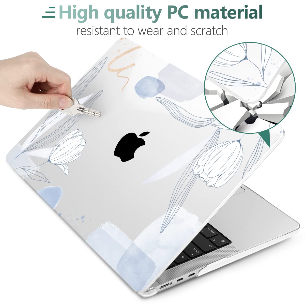 MEEgoodo Case for M5/M4/M3/M2 MacBook Air 13 inch 2026 2025 2024 2022, Fit Model A3449/A3240/A3113/A2681, Case Compatible with MacBook Air 13.6-inch, Floral 33
