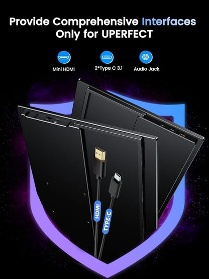 UPERFECT Portable Monitor 4K 120HZ QLED 17.3" | 0.1ms Gaming Monitor, 500 Nits | 3840 * 2160 UHD |100% DCI-P3 | USB-C & HDMI | VESA & Kickstand | Travel Screen for Laptop, Computer, Game Consoles
