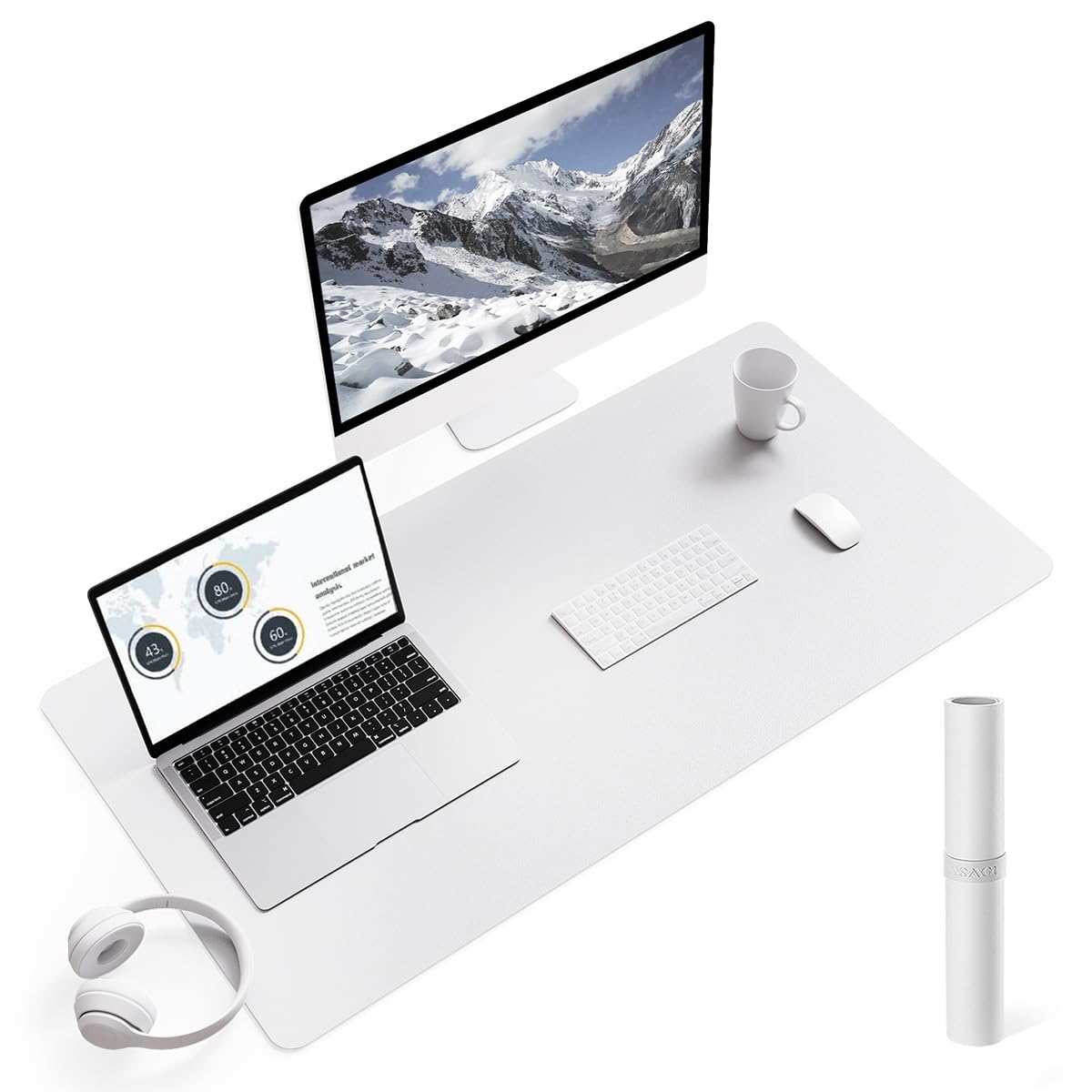 YSAGi Non-Slip Leather Desk Pad, Waterproof Laptop Computer Desk Keyboard Mat, Table Protector Blotter Mat, Large Mouse Pad for Office/Work/Home/Decor(Black, 31.5" x 15.7")
