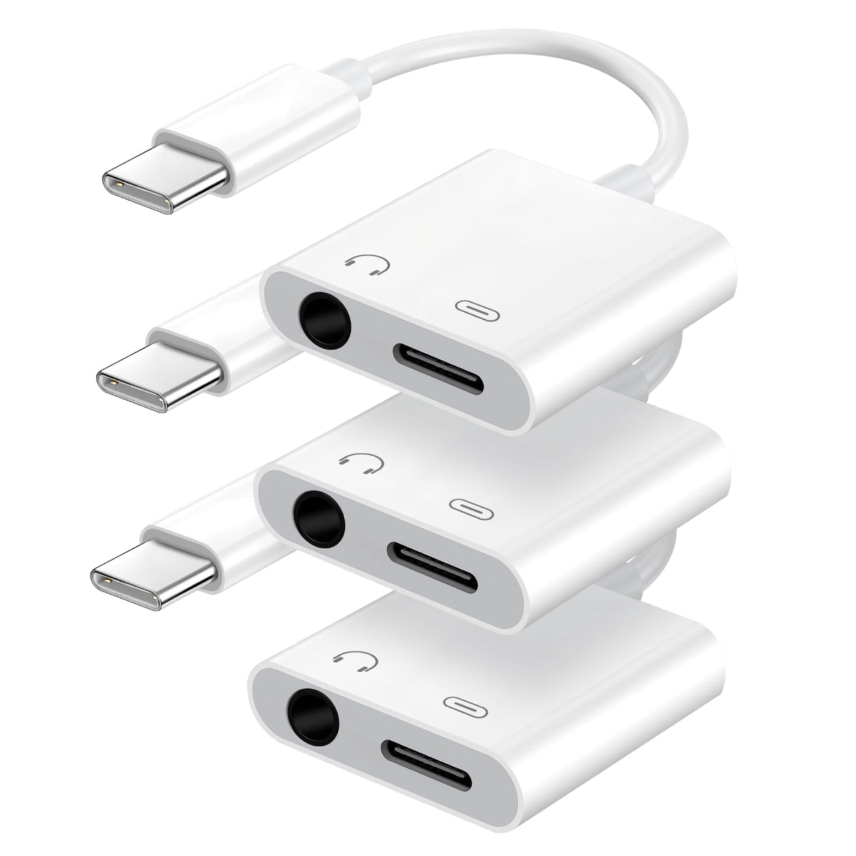 Seulliya USB C to 3.5mm Headphone Jack and Charger Adapter, 2-in-1 Audio & Fast Charging Splitter for Apple iPhone 17/16/15/Pro/Pro Max, iPad, Samsung, Pixel, and More 2Pack