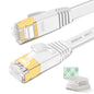 XINCA Cat 7 Flat Ethernet Cable 15ft White, High Speed 10GB Shielded (STP) LAN Internet Network Cable Ethernet Patch Computer Cable with Rj45 Connectors and 5pcs Adhesive Cable Clips