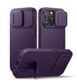 SURITCH for iPhone 14 Plus/15 Plus Case with Magnetic Camera Slide Cover and Adjustable Kickstand, Compatible with MagSafe, Shockproof Bumper Case Slim Protective Cover 6.7 Inch, Dark Purple
