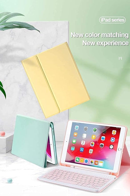 AnMengXinLing Keyboard Case for iPad mini 5 with Mouse, Detachable Wireless Bluetooth Keyboard Pencil Holder Slim Leather Smart Cover for iPad mini 5th Gen 2019, Yellow