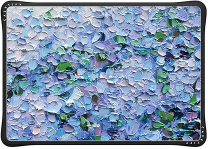 CASETiFY Impact MacBook Air 13" (M1/Intel) Case [Cushioned Impact Corners/Scratch-Resistant/Anti-Slip Grip] - Nantucket Blue Hydrangeas - Clear Black