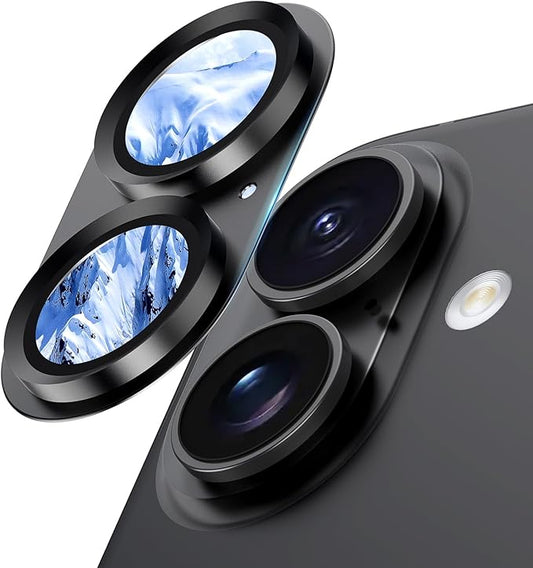 Wumigoo for iPhone 16/16 Plus/iPhone 17 Camera Lens Protector- Black