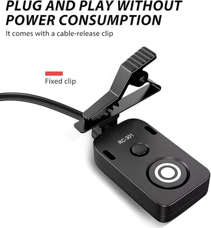 for Canon R5C Video Cable Release Cable Remote Camera Small Shutter Release Remote Control RC301-N3 196.8 "Extended Cable Remote Wired Button R5 5d 5d3 5d4 1dxii 6d 6d2 7d (RC301-N3 196.8in/5m)