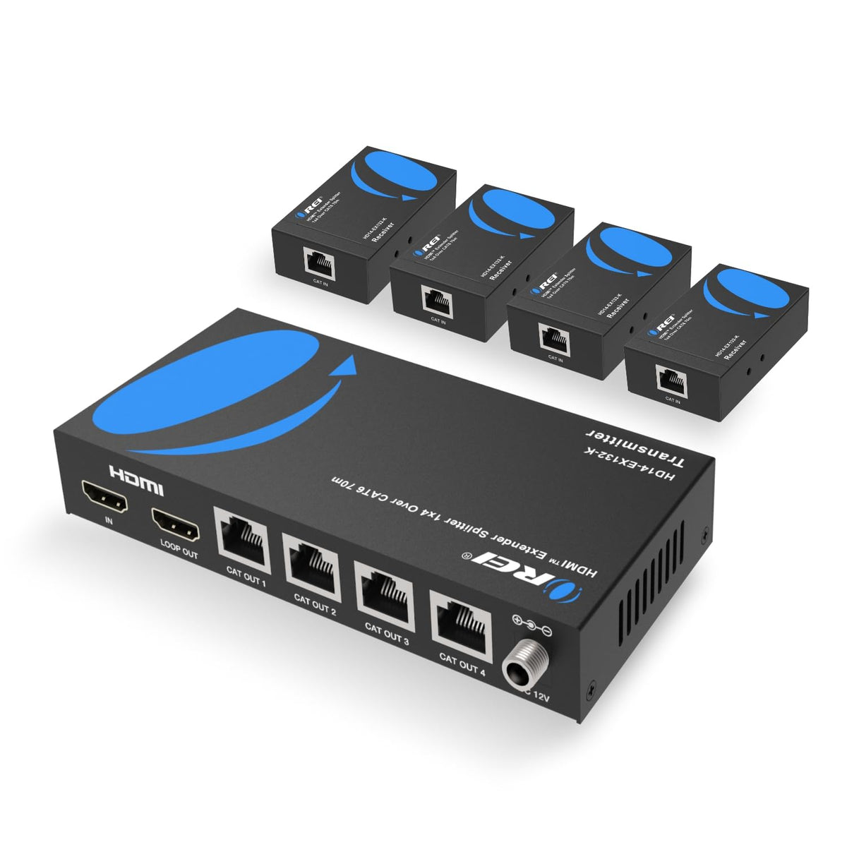 OREI 1x2 4K HDMI Extender Splitter Over CAT6 132ft, EDID, LPCM 7.1 HDCP 1.4