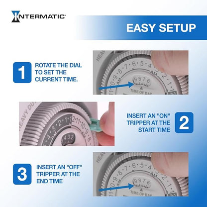Intermatic TN111K 15-Amp Indoor Timer - Versatile 24-Hour Control - Easy Manual Override and Single 2-Prong Design (2 Pack)