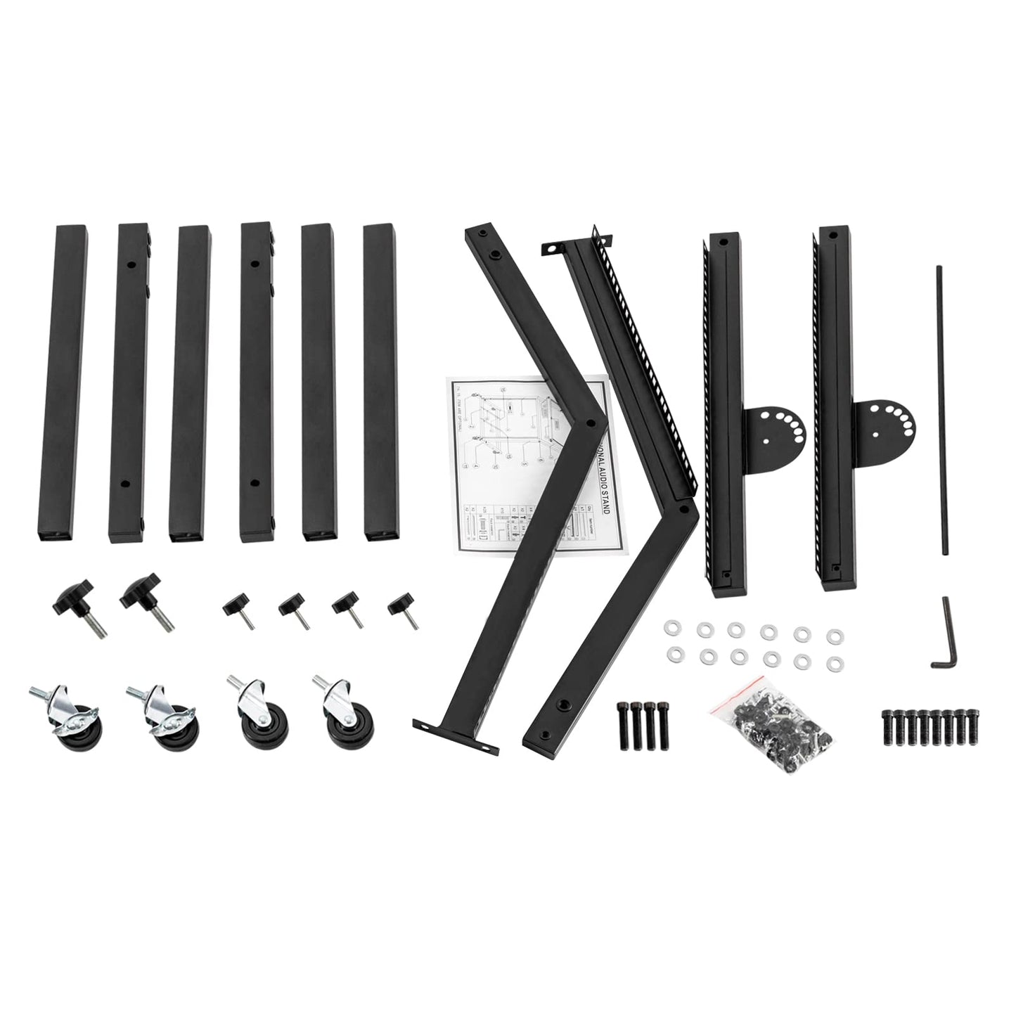 9U Professional DJ Stand Rack Mount DJ Mixer Stand Adjustable Stage Cart w/Wheel for Music Party Show Music Studios Performance Stages Concert Venues