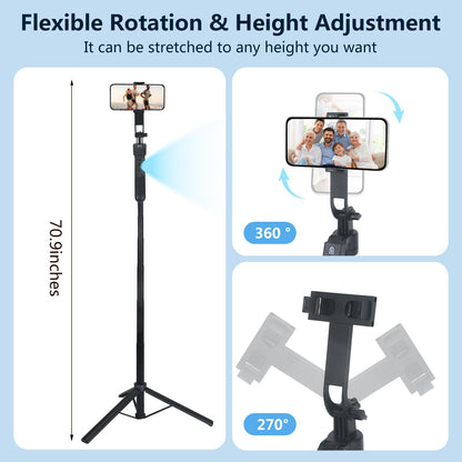 Auto Face Tracking Tripod for iPhone with Light and Remote Control