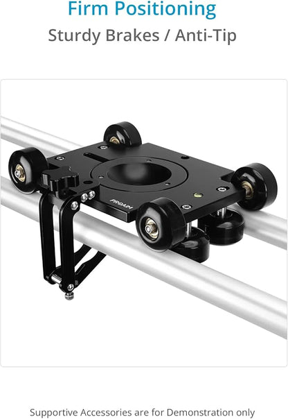 PROAIM Polaris Mini Portable Video Camera Dolly w Universal Track Ends | Mitchell & 75mm Bowl Mount | Compatible Track Rail Diameter – Ø 32‐34mm | Offers Payload of 34kg / 75lb (DL-PLRS-M01)