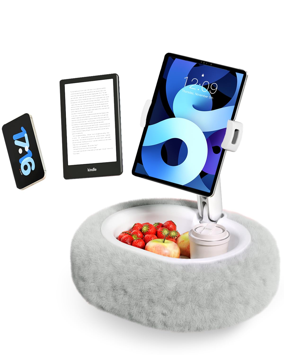 SupeDesk Tablet Stand Pillow for Bed, Adjustable Tablet Stand with Detachable Snack Bowl, Phone Stand for Bed, Kindle Holder, iPad Holder, Tablet Holder for Reading, Watching Videos and Streaming