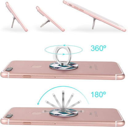 Bonoma Phone Ring Grip, 3 Pack Wave Geometric Marble 360 Degree Rotation 180 Degree Flip Finger Ring Stand Holder Compatible with Smartphones and Tablets