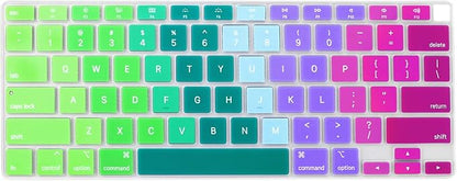 Allinside Silicone Keyboard Cover for New MacBook Air 13 inch A2179 Released in 2020 with Touch ID and Retina Display US Version, Rainbow