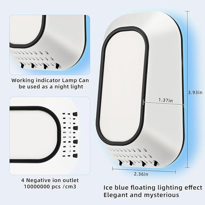 Plug In Ionizer Air Purifier With 4 Negative Ion Output Heads,Small Air Freshener With Backlight,Quiet and Energy-Saving, Ideal Air Cleaners for Home,Bedroom,Office,Living Room and Pet Room(4)