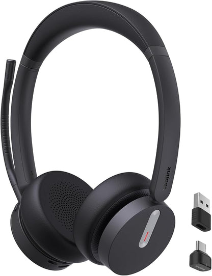 Yealink BH70 Dual Wireless Bluetooth Headset with Mic for Work, Teams Certified, up to 35h Talk Time, 147g All-Day Wearing Comfort, USB-C/A