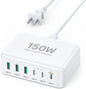 USB C Fast Charger, 150W 6 Port Desktop PD GaN Fast Charger Charging Station Block 65W USB C Laptop Power Adapter for MacBook Pro/Air iPad iPhone 16 15 14 13 Pro Max Galaxy S24 Note 20 Pixel