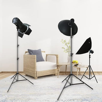 Aluminum Alloy Light Stand 9.5 Feet/2.8m Adjustable Spring Cushioned Photography Tripod for Photo Studio Speedlight Flashes, Ring Light, Photographic Equipments Thickening Flash Stand, 2 Pack