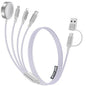4-in-2 Charging Cable for Apple Watch Charger/Samsung/iPhone Charger,Car/Office/Camping/Travel Essentials,Type C Cable Multi Cord for iWatch Ultra/10-2/iPhone 16-11/Samsung S25-S20,iPad,airPods-Purple