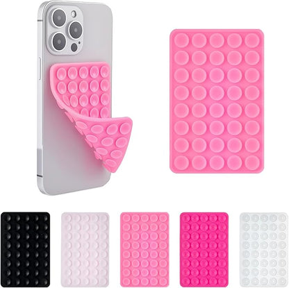 2 Pack Silicone Double-Sided Suction Grip – 40 Cups per Side, Strong Hold for iPhone, Galaxy, Pixel, Android – Hands-Free for Selfies & Videos (Pink)