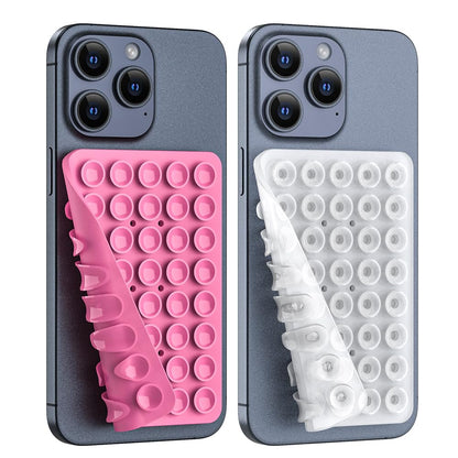 CMZZ Double Sided Silicone Suction Phone Holder Mount, Silicon Accessory for iPhone and Android, Hands-Free Mirror Shower Phone Holder, TikTok Videos and Selfies (Pink+Transparent)