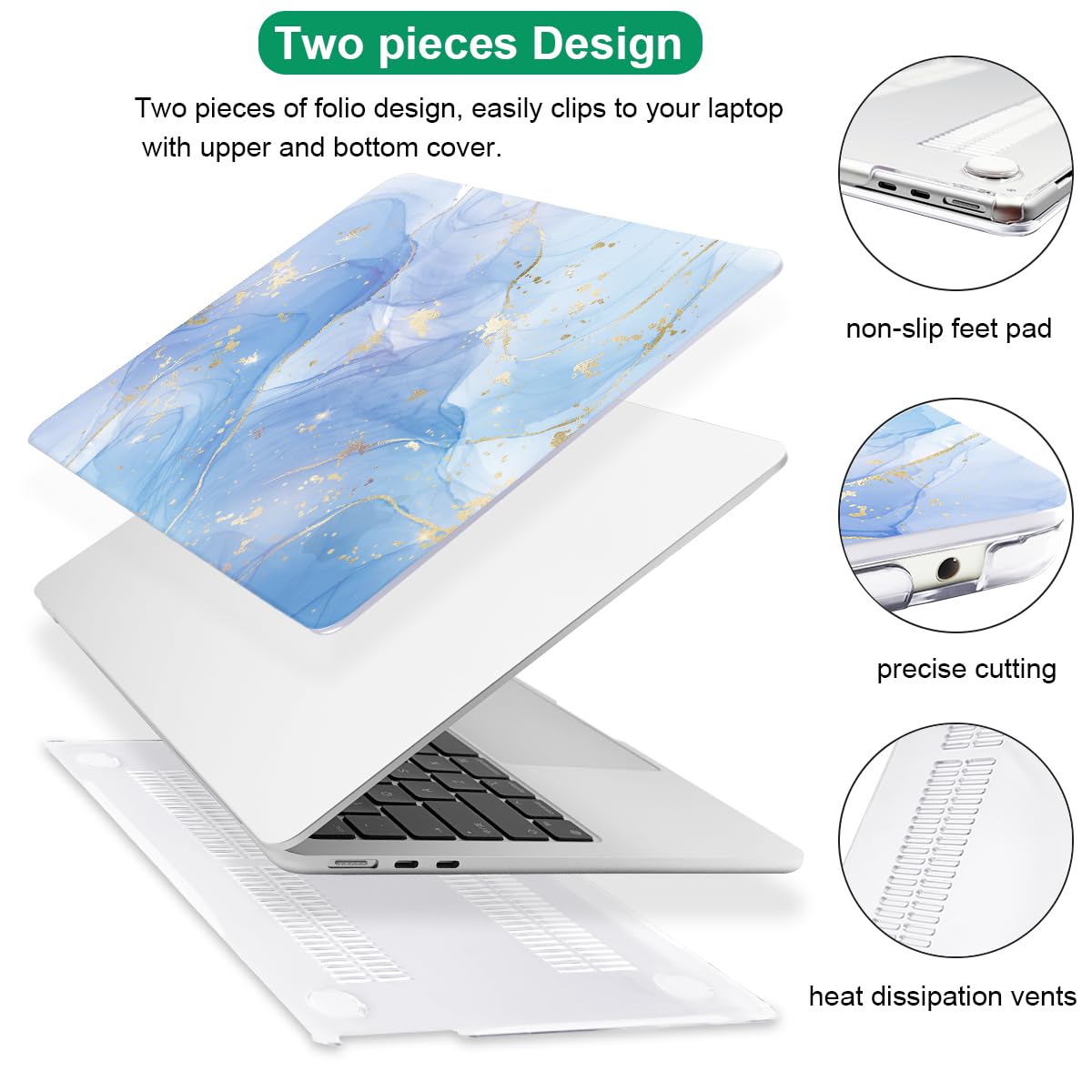 LCMOCICO for MacBook Air 13 inch Case M5 M4 M3 M2 2026-2022, Blue Marble
