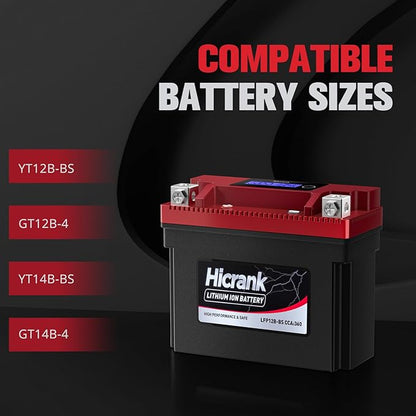 YT12B-BS Lithium 12V 6Ah 360CCA LiFePO4 Motorcycle Battery, Powersports Battery for Scooter, ATV, UTV, Jet Ski, Personal Watercraft, Snowmobile, Quad, Riding Lawn Mower, Tractor