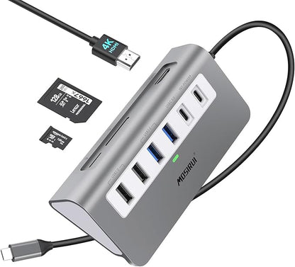 USB C Hub Multiport Adapter,Mosirui 9-in-1 USB-C Docking Station with 4K HDMI,5Gbps Type C 3.0,USB-A3.0/2.0,100W PD, SD/TF for MacBook/Pro iPad/Dell/HP/Desktop/Laptops(50CM)