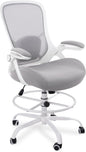 HYLONE 400lbs Heavy Duty Drafting Chair 5" Thickened Seat Office Chair with Flip-Up Armrests Tall Ergonomic Computer Chair with Lumbar Support and Adjustable Footrest Ring Standing Desk Chair (Grey)