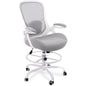 HYLONE 400lbs Heavy Duty Drafting Chair 5" Thickened Seat Office Chair with Flip-Up Armrests Tall Ergonomic Computer Chair with Lumbar Support and Adjustable Footrest Ring Standing Desk Chair (Grey)